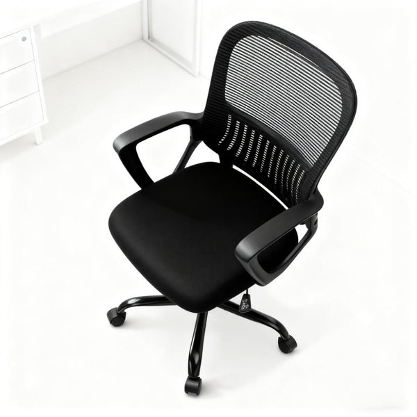 Ergonomic Office Chair, Mid-Back Mesh, Lumbar Support, Swivel, Rolling Wheels, Black